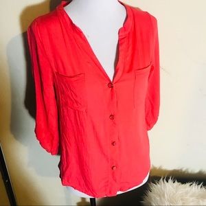 Needle & thread coral Button down blouse